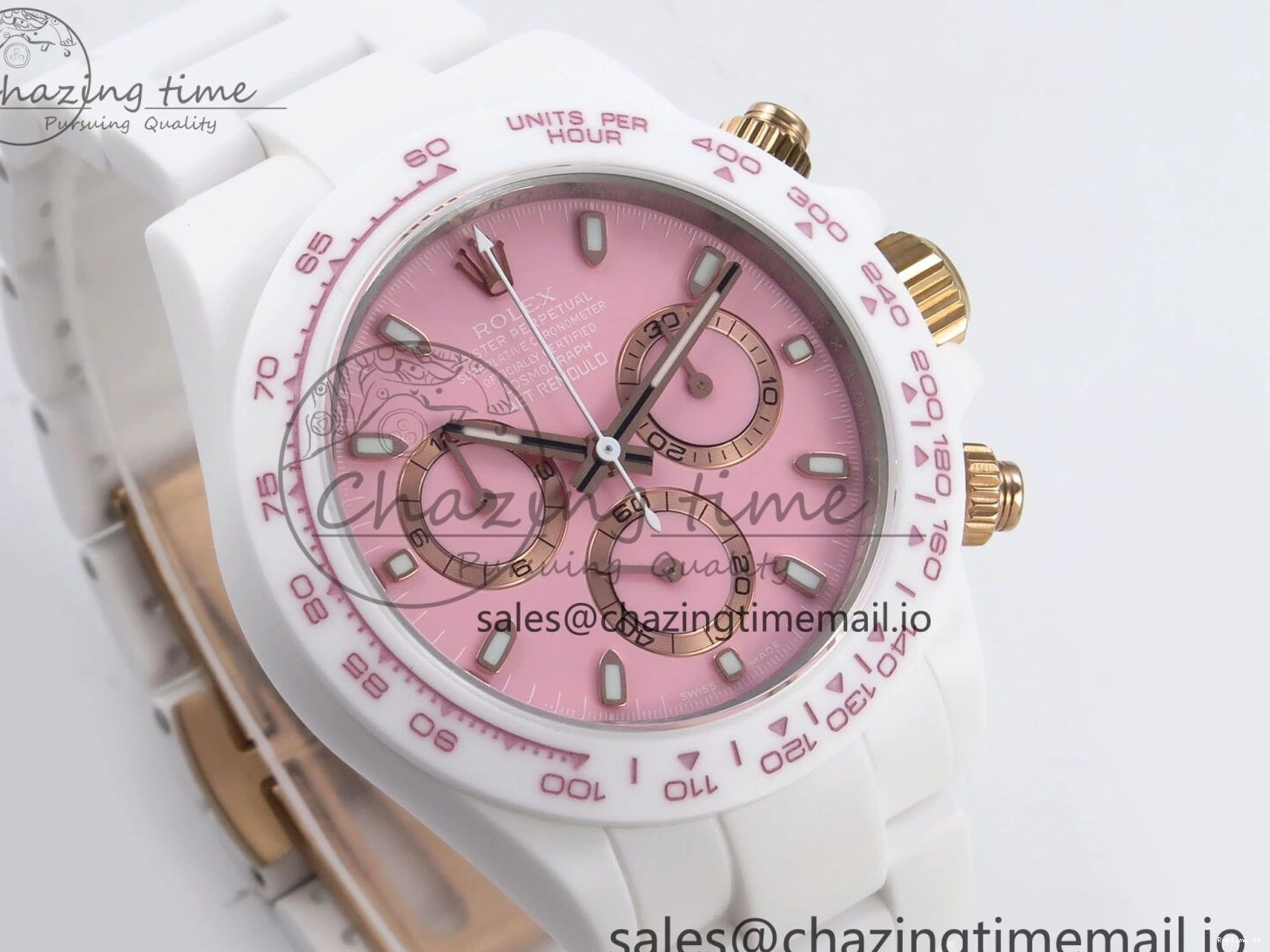 1228 Daytona AET White Ceramic Case and Bracelet Pink Dial N6F Best Edition SA Unisex 1196